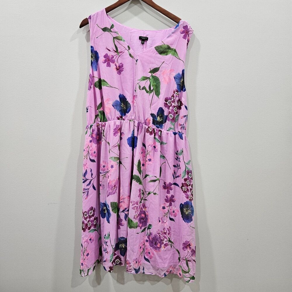 Talbots Women Georgette Botanical Fit & Flare Dress 18WP Lavender Flowy Feminine